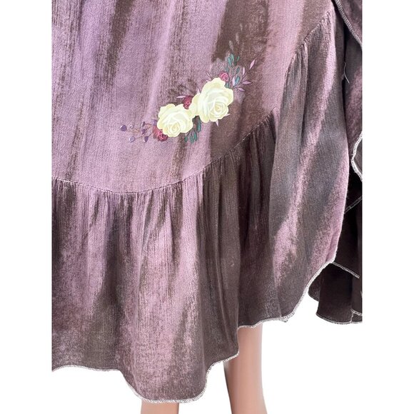 Vtg Free People Boho Embroidered Maxi Skirt | Cottagecore Coastal Grandma Y2K S - Picture 5 of 16